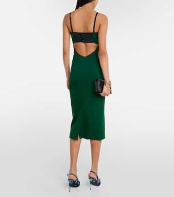 Vestido bustier midi de charmeuse de mezcla de seda | Dolce&Gabbana