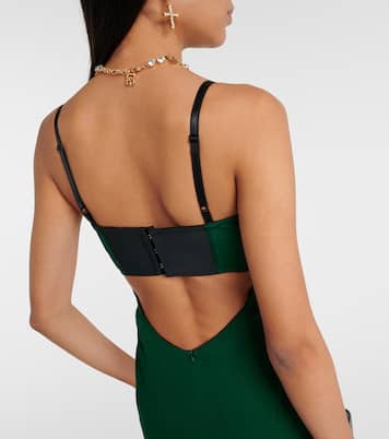 Vestido bustier midi de charmeuse de mezcla de seda | Dolce&Gabbana