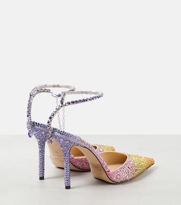 Pumps Saeda 100 in raso con cristalli | Jimmy Choo