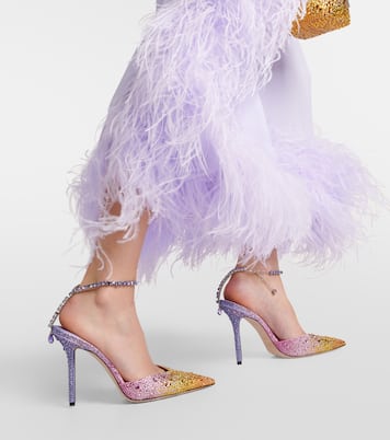 Pumps Saeda 100 in raso con cristalli | Jimmy Choo