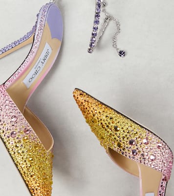 Pumps Saeda 100 in raso con cristalli | Jimmy Choo