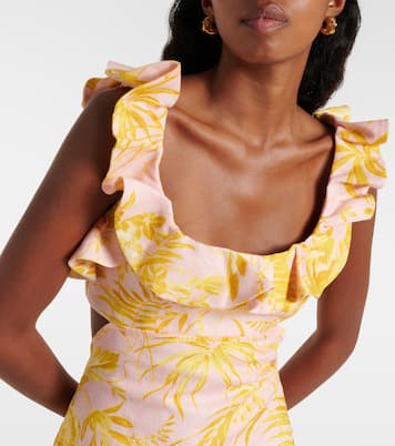 Abito corto Golden Ruffle in lino | Zimmermann