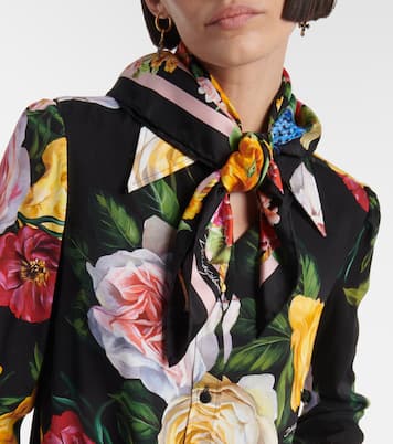 Foulard in seta con stampa floreale | Dolce&Gabbana