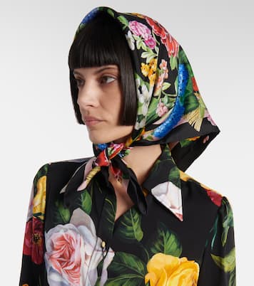 Foulard in seta con stampa floreale | Dolce&Gabbana