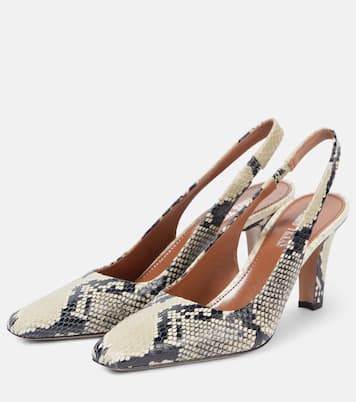 Belle 75 snake-effect leather slingback pumps | Paris Texas