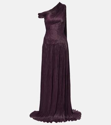 Draped pleated silk chiffon gown | Marmar Halim