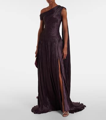 Draped pleated silk chiffon gown | Marmar Halim
