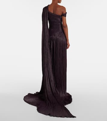 Draped pleated silk chiffon gown | Marmar Halim
