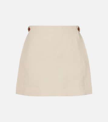 Minigonna Horsebit in canvas di lino | Gucci