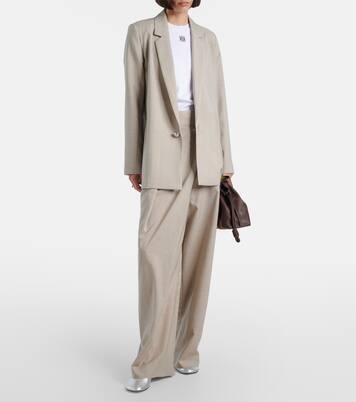 Pantaloni asimmetrici a gamba larga in lana  | Loewe
