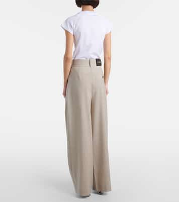 Pantaloni asimmetrici a gamba larga in lana  | Loewe