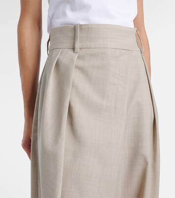 Pantaloni asimmetrici a gamba larga in lana  | Loewe