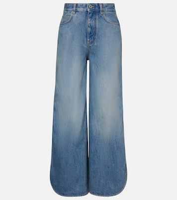جينز بأرجل واسعة بخصر متوسط | Loewe