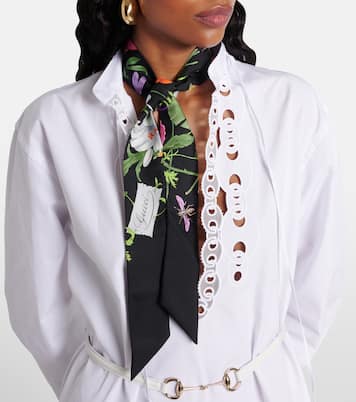 Foulard in twill di seta con stampa | Gucci