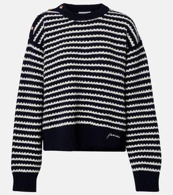 Pullover in lana e cotone a righe | Ganni