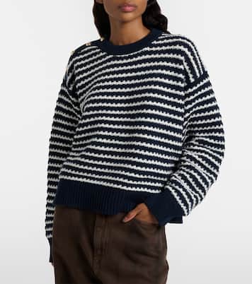 Pullover in lana e cotone a righe | Ganni