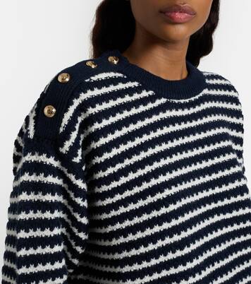 Pullover in lana e cotone a righe | Ganni