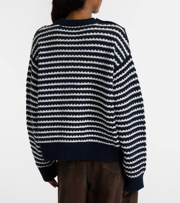 Pullover in lana e cotone a righe | Ganni