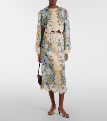 Floral linen midi skirt | Farm Rio