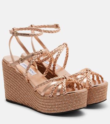 Nyra braided leather espadrille wedges | Jimmy Choo