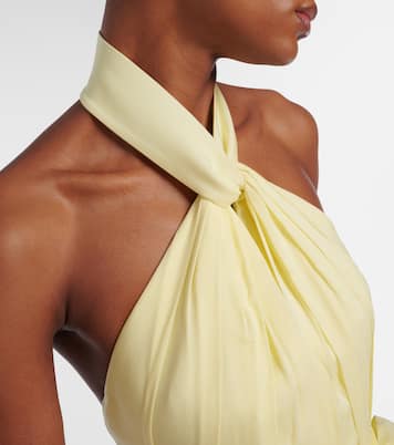 Halterneck silk-blend midi dress | Elie Saab