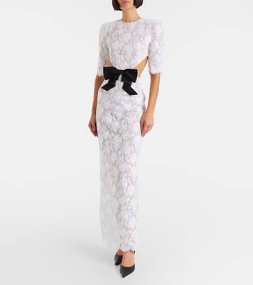 Bow-detail cotton-blend lace gown | Shushu/Tong