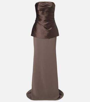 Alia strapless satin and crêpe gown | Solace London