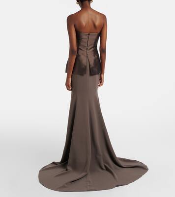Alia strapless satin and crêpe gown | Solace London