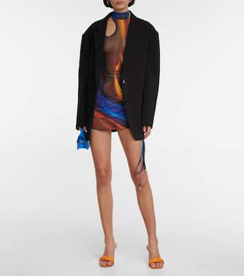 One-shoulder printed mesh minidress | David Koma