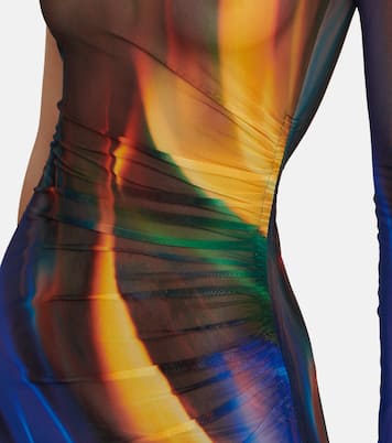 One-shoulder printed mesh minidress | David Koma