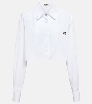 Camicia cropped in cotone | Miu Miu