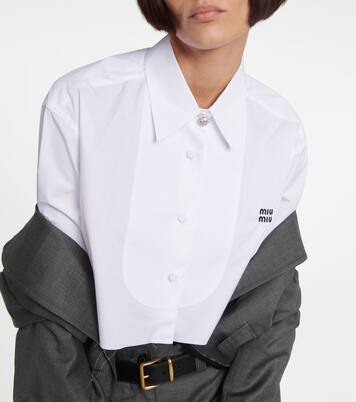 Camicia cropped in cotone | Miu Miu
