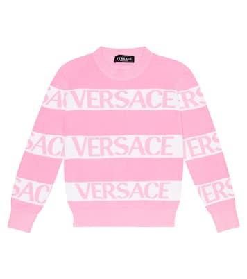 Pull en jacquard de coton à logo | Versace Kids
