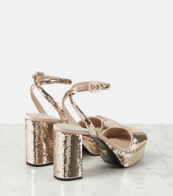 Sequined satin platform sandals | Prada