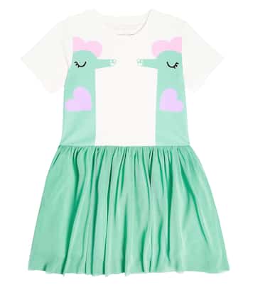 Bedrucktes Kleid aus Baumwolle mit Tüll | Stella McCartney Kids