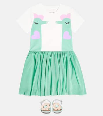 Bedrucktes Kleid aus Baumwolle mit Tüll | Stella McCartney Kids