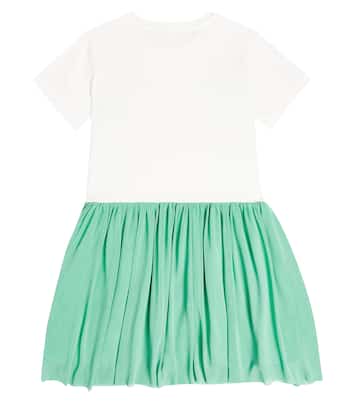 Bedrucktes Kleid aus Baumwolle mit Tüll | Stella McCartney Kids