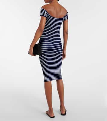 Grace striped off-shoulder midi dress | Hunza G