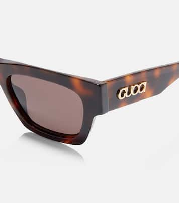 Occhiali da sole squadrati con scritte | Gucci