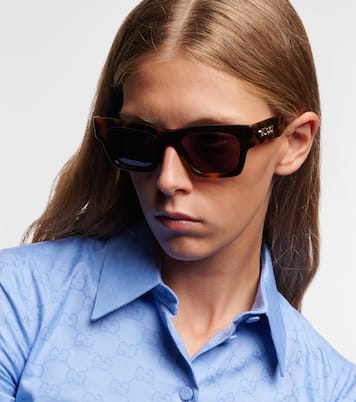 Occhiali da sole squadrati con scritte | Gucci