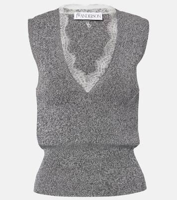 Gilet in misto cotone con pizzo | JW Anderson