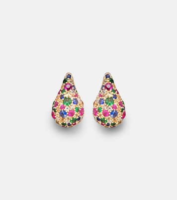 Boules d'oreilles Happy Tears en or 14 ct et saphirs | Roxanne First
