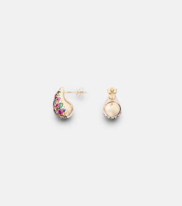 Boules d'oreilles Happy Tears en or 14 ct et saphirs | Roxanne First