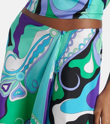 Falda corta asimétrica Orchidee de seda  | Pucci