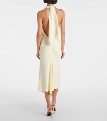 Abito midi in crêpe di raso | Victoria Beckham