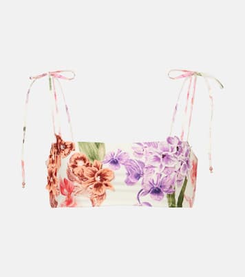 Floral-appliqué bikini top | Agua by Agua Bendita