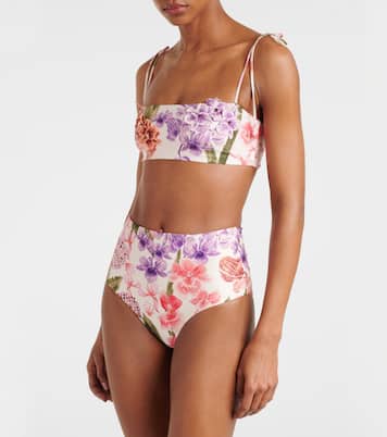 Floral-appliqué bikini top | Agua by Agua Bendita