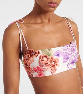 Floral-appliqué bikini top | Agua by Agua Bendita