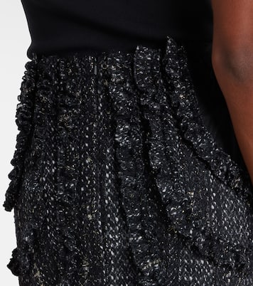 Tulle-trimmed high-rise tweed midi skirt | Simone Rocha