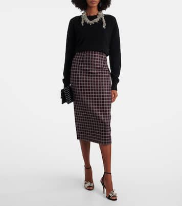 Lorelei houndstooth genzianella pencil skirt | Emilia Wickstead